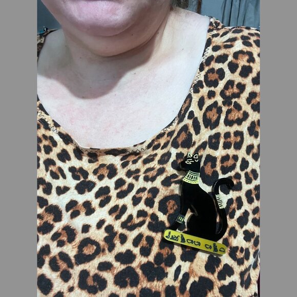 Large Egyptian Goddess Bast Statement Brooch, Bastet Black Cat Goddess Pin - Picture 6 of 6